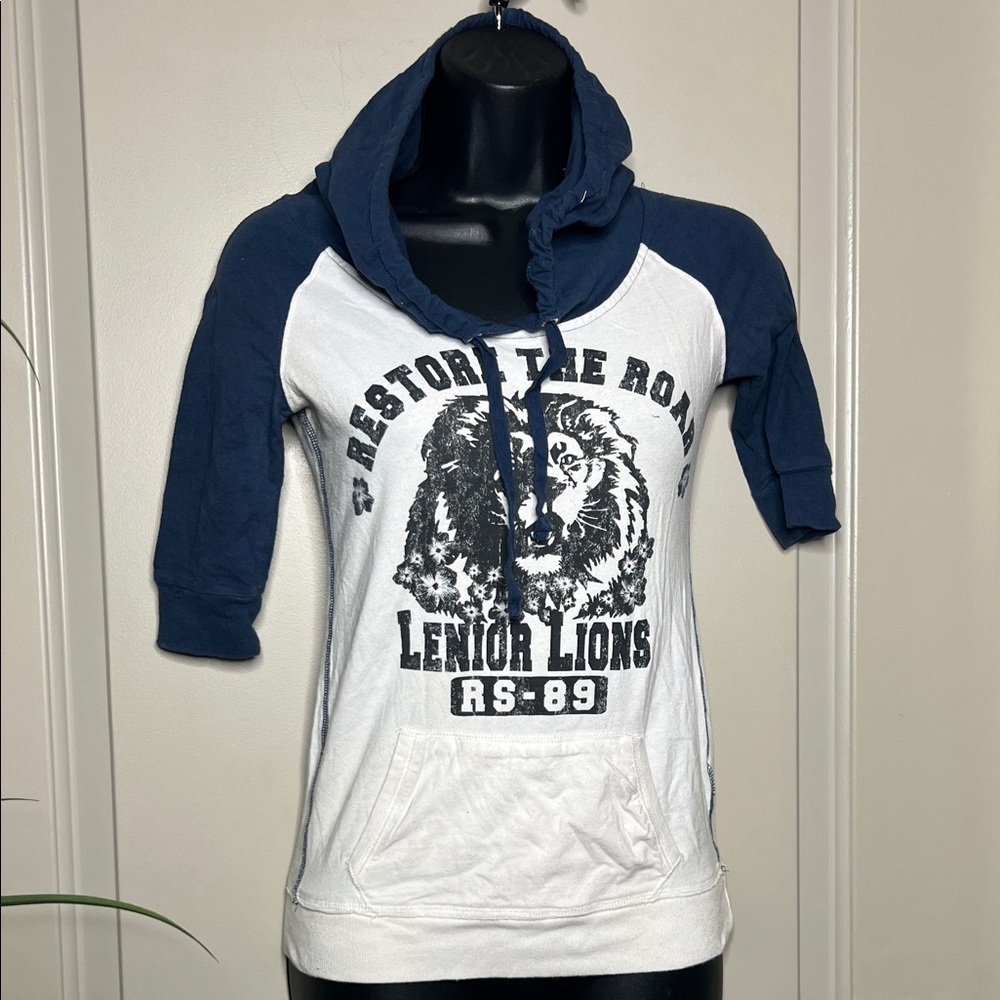 Navy and White Restore the Roar Women's Hoodie